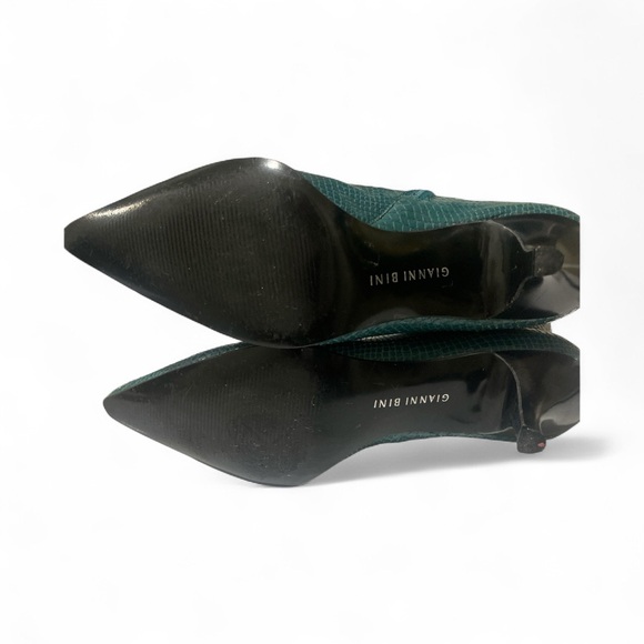 Authentic Gianni Bini Real Snakeskin Dark Aqua Pointed Toe Kitten Heel Boots9” - Picture 6 of 13